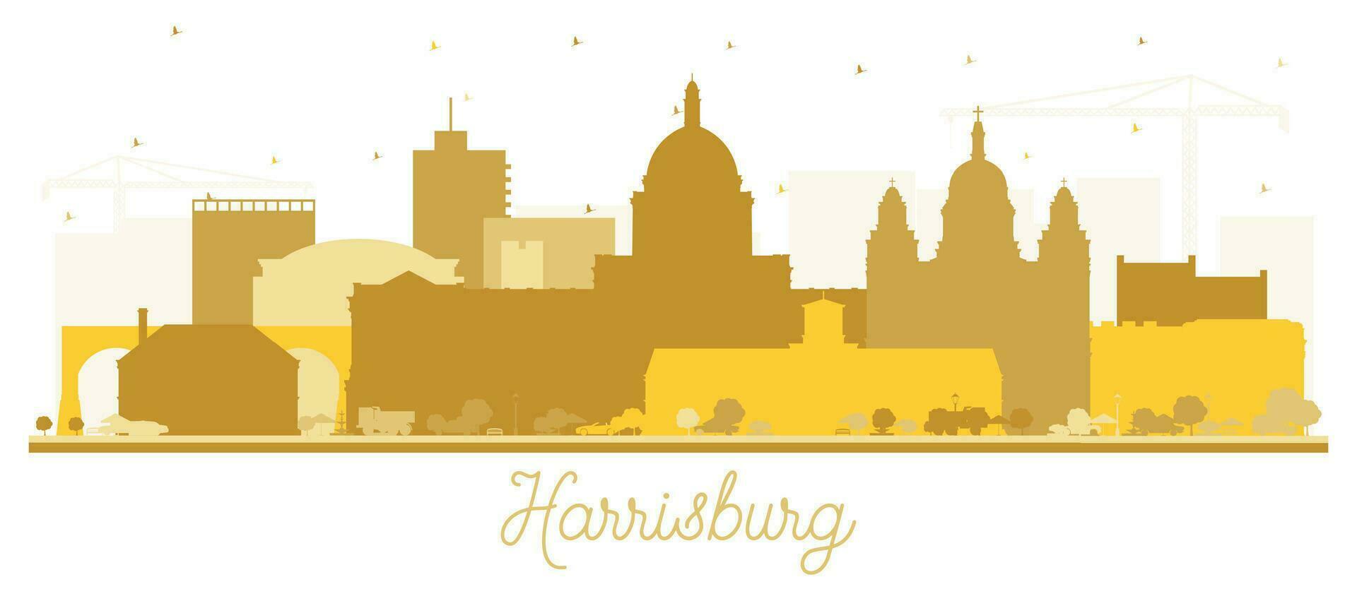 harrisburg Pennsylvania città orizzonte silhouette con d'oro edifici isolato su bianca. vettore