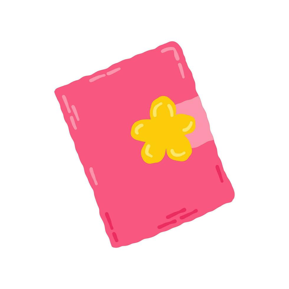 rosa taccuino con un' fiore anni '00, anni 2000. mano disegnato piatto cartone animato elemento. vettore illustrazione
