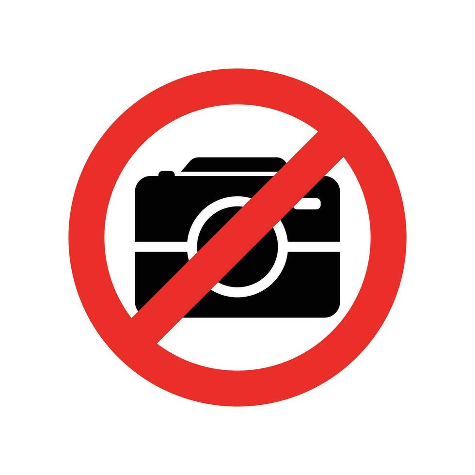 no fotografia cartello, fare non catturare foto, rosso segnale per fotografo, limitato la zona, no telecamera icona, no video registrazione, vettore illustrazione