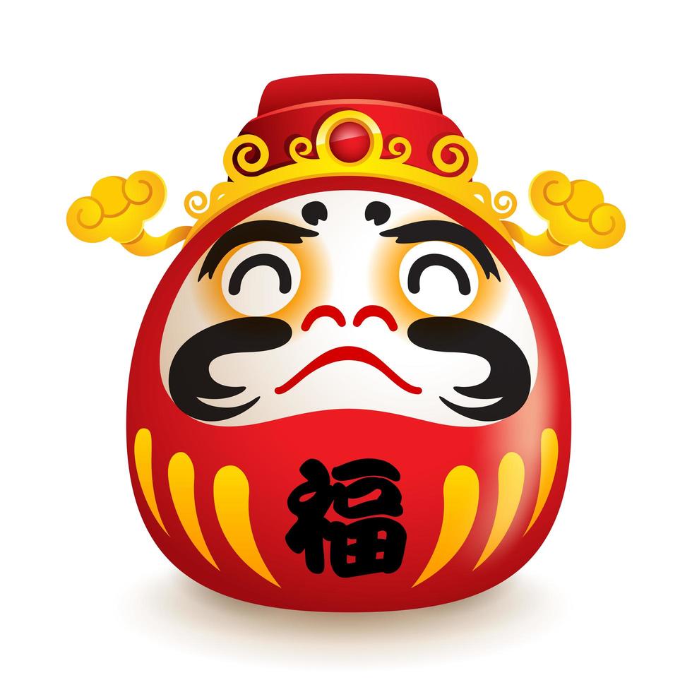 Japanese Daruma doll with hat of god of weatlh     vettore