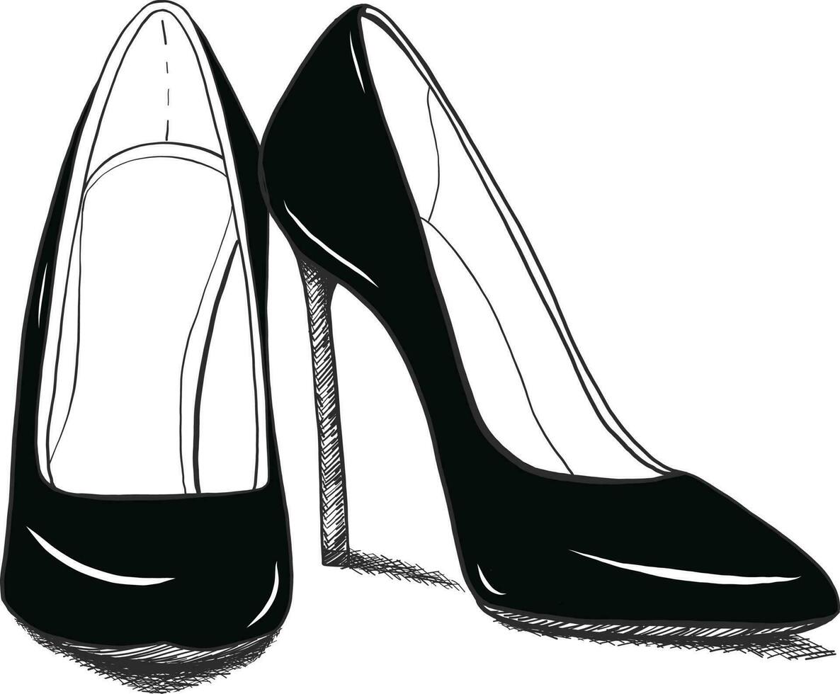 vettore mano disegno moderno moda alto tacchi scarpe schizzo per bandiera pubblicità o promo, modello per anno Domini, in linea shopping o i saldi, clip arte.