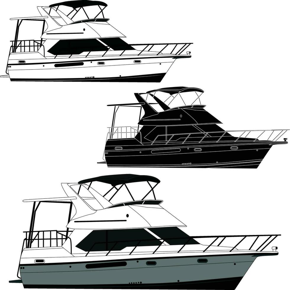 yacht vettore, alto qualità linea arte illustrazione bianca, nero e colore. vettore