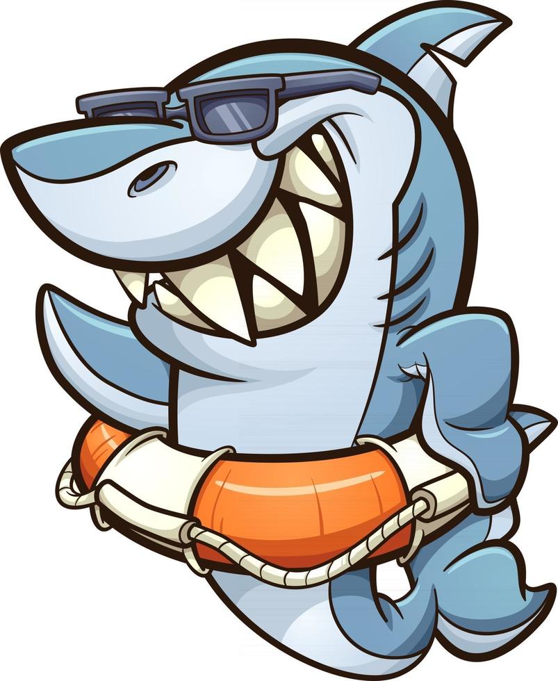 squalo fresco salvavita con occhiali da sole vettore