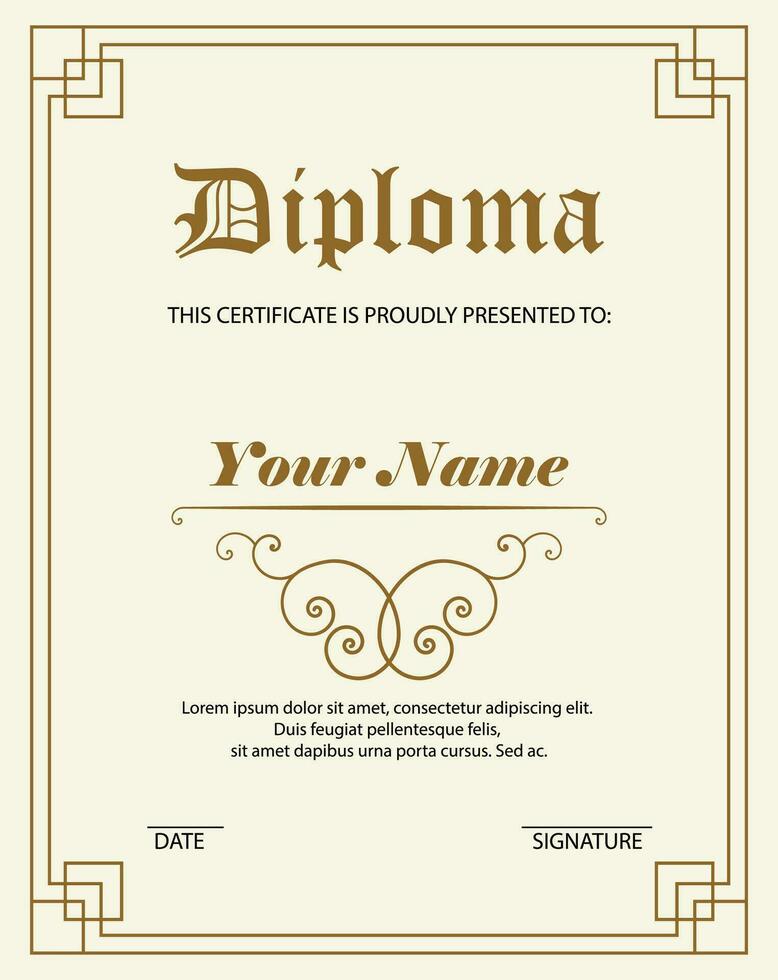 diploma, certificato design modello vettore