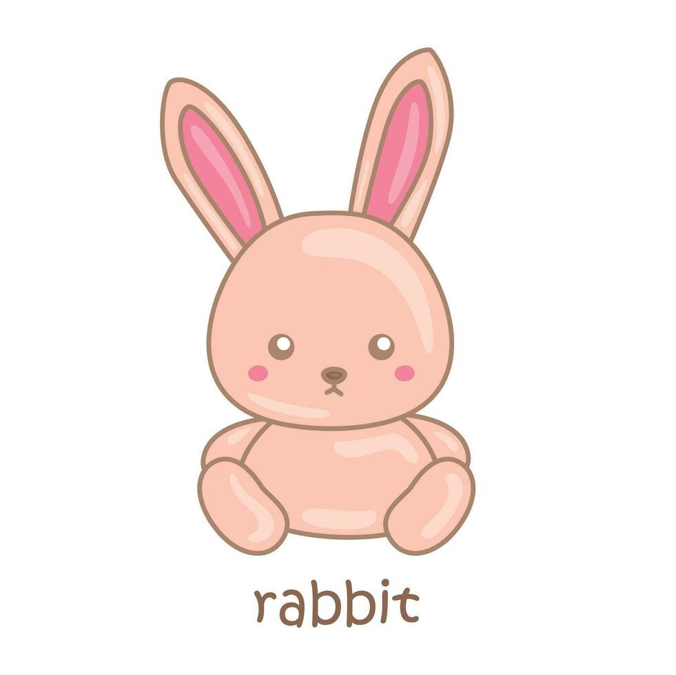 alfabeto r per coniglio vocabolario scuola lezione cartone animato illustrazione vettore clipart etichetta