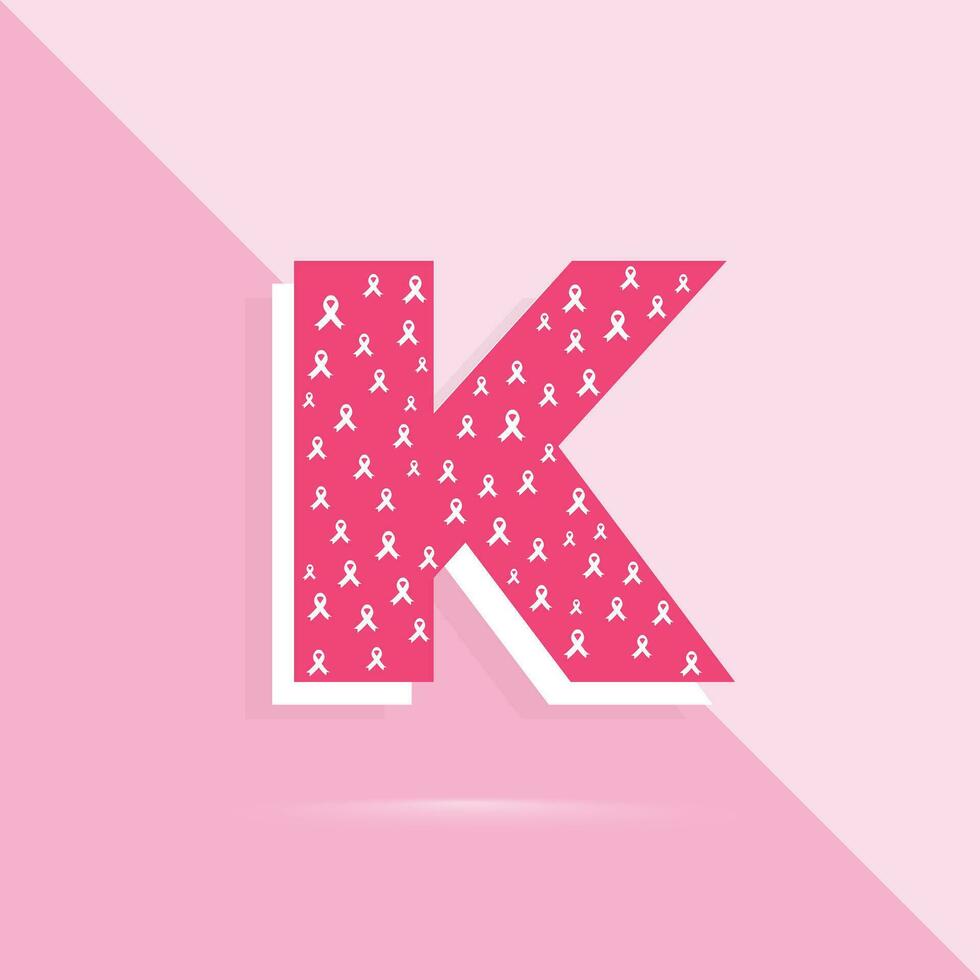 rosa colore lettera K logo e icona per Seno cancro consapevolezza mese vettore