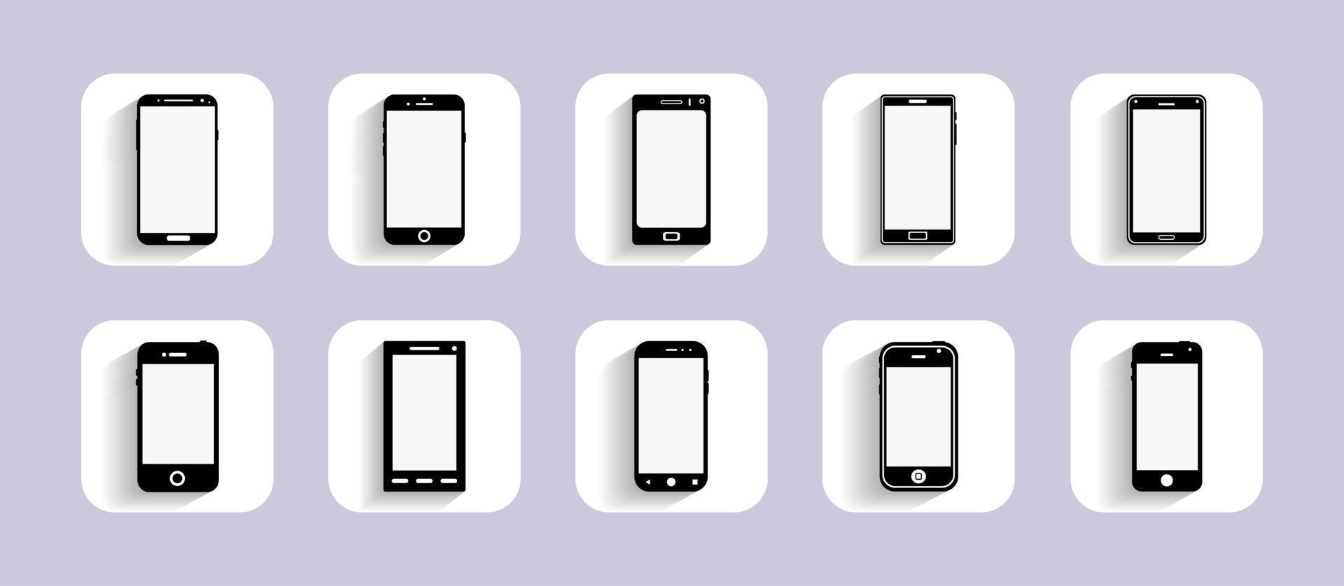 icone dei dispositivi mobili per la progettazione dell'interfaccia utente e il sito web. design piatto. illustrazione vettoriale