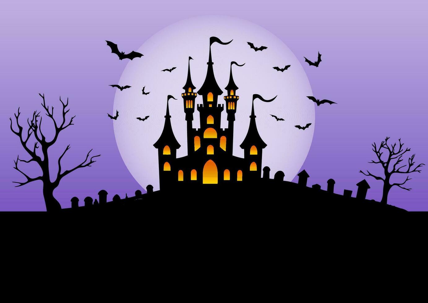 Halloween sfondo con castello nel spaventoso paesaggio vettore