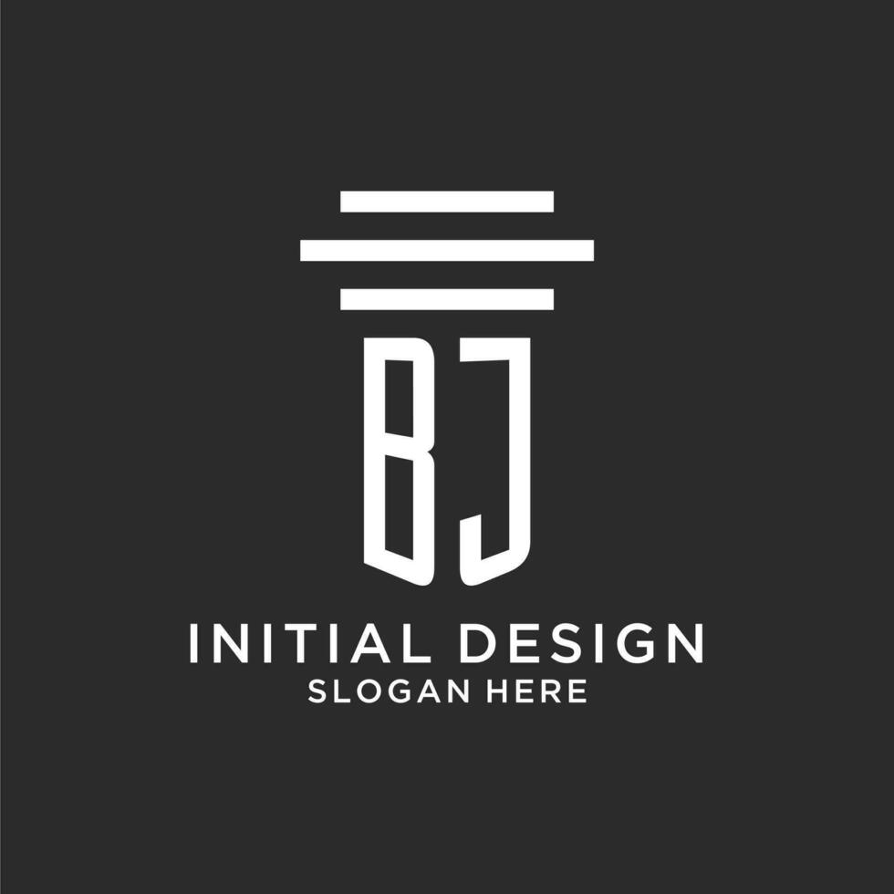 bj iniziali con semplice pilastro logo disegno, creativo legale azienda logo vettore