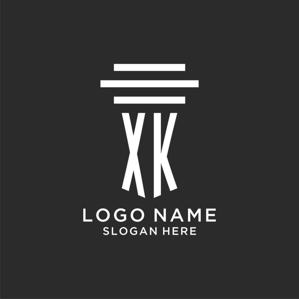 xk iniziali con semplice pilastro logo disegno, creativo legale azienda logo vettore