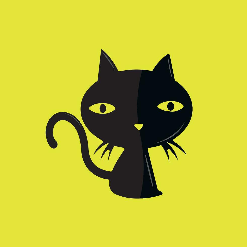 vettore illustrazione di carino nero gatto cartone animato