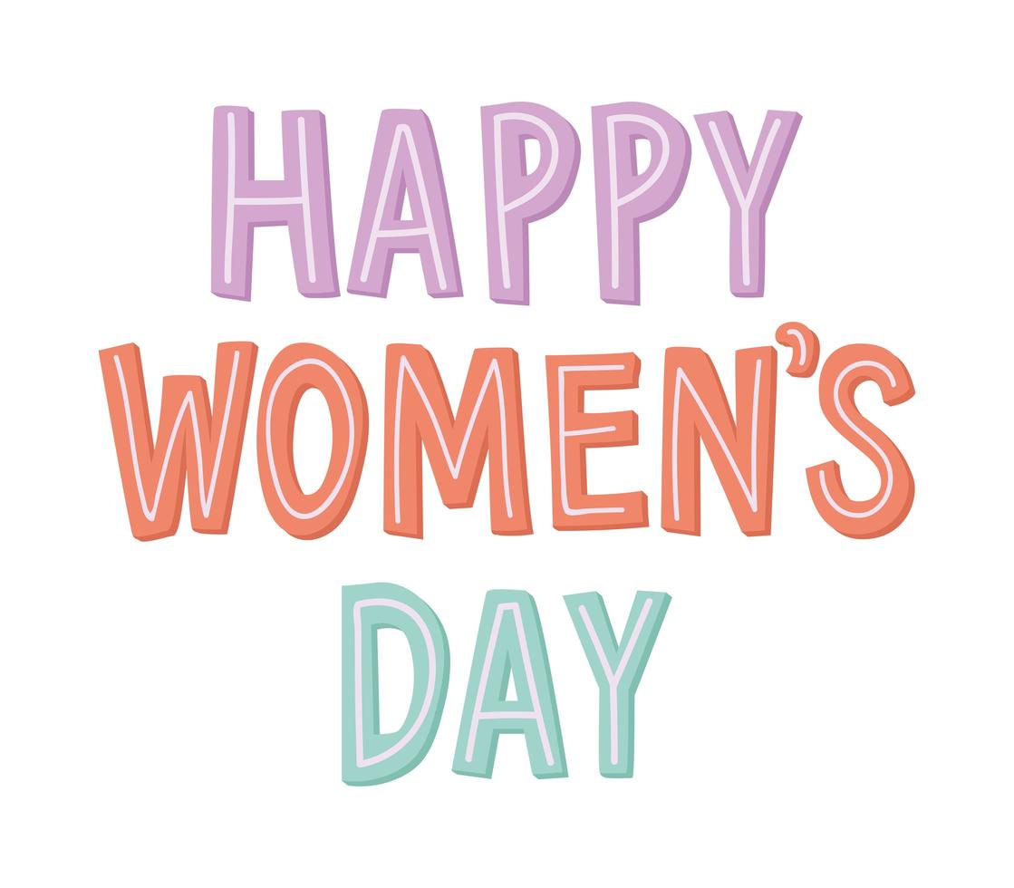 Happy Womens Days scritte su uno sfondo bianco vettore