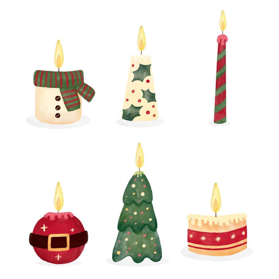 Cute Christmas Candle Collection vettore