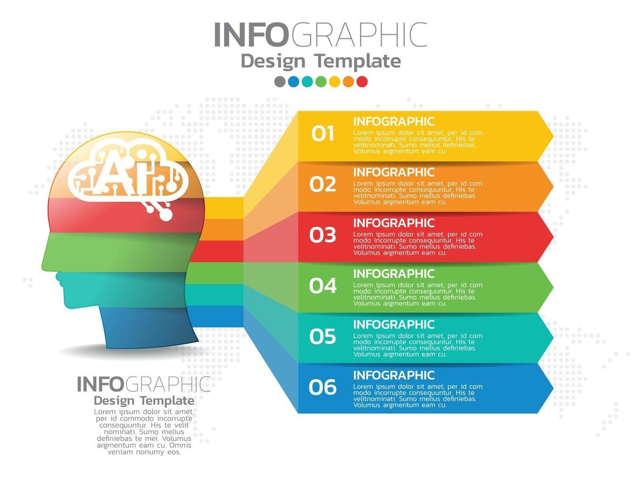 modello di progettazione infografica con 6 opzioni di colore. vettore