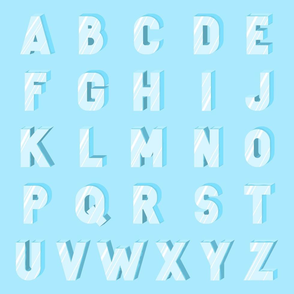 Flat Ice Alphabet Font Vector 
