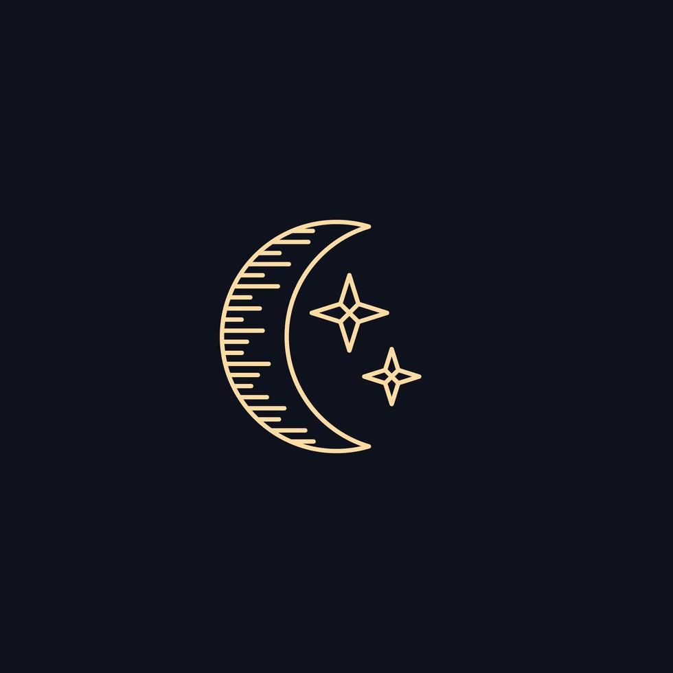 Line Symbol, Moon with stars vettore