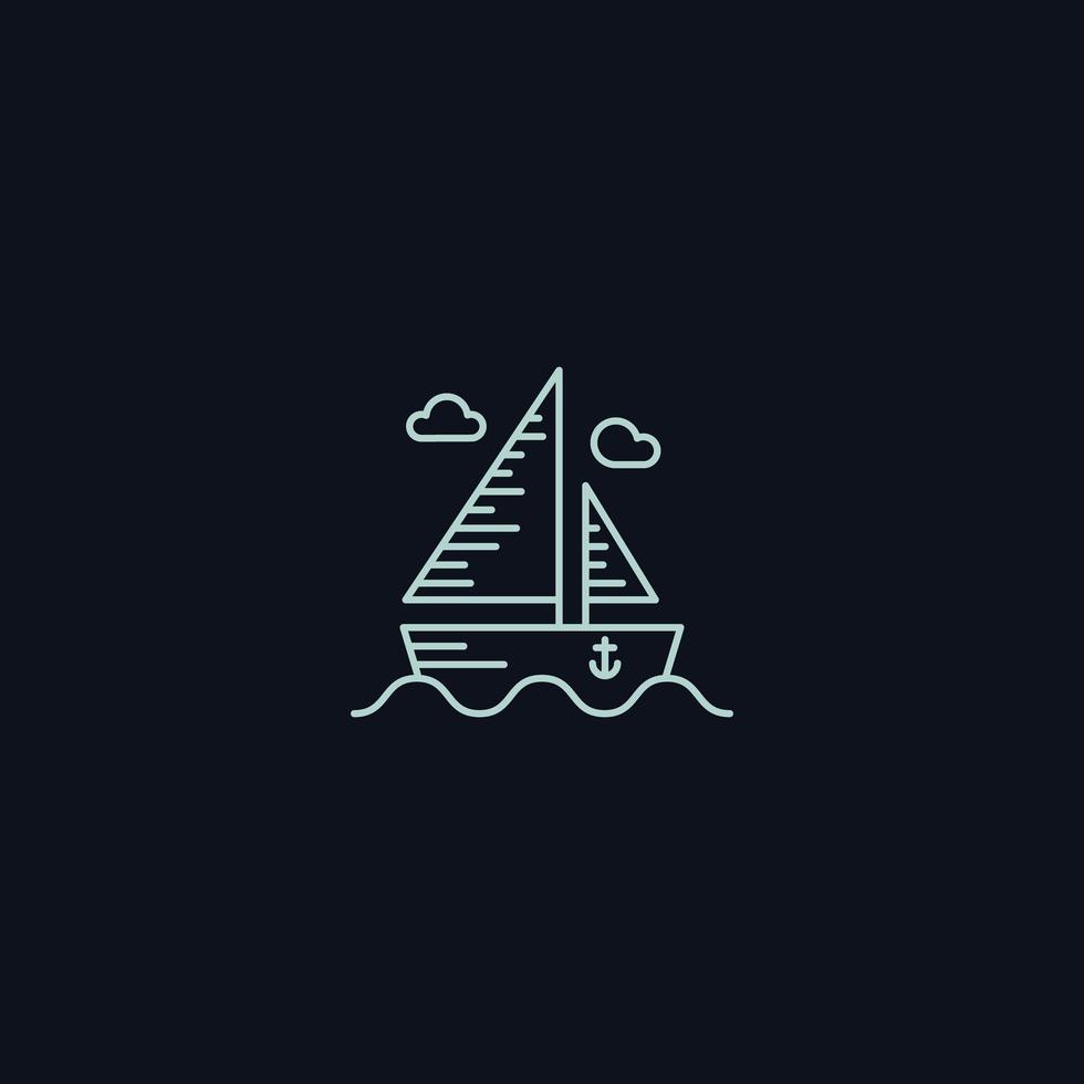 Line Symbol, Boat on sea vettore