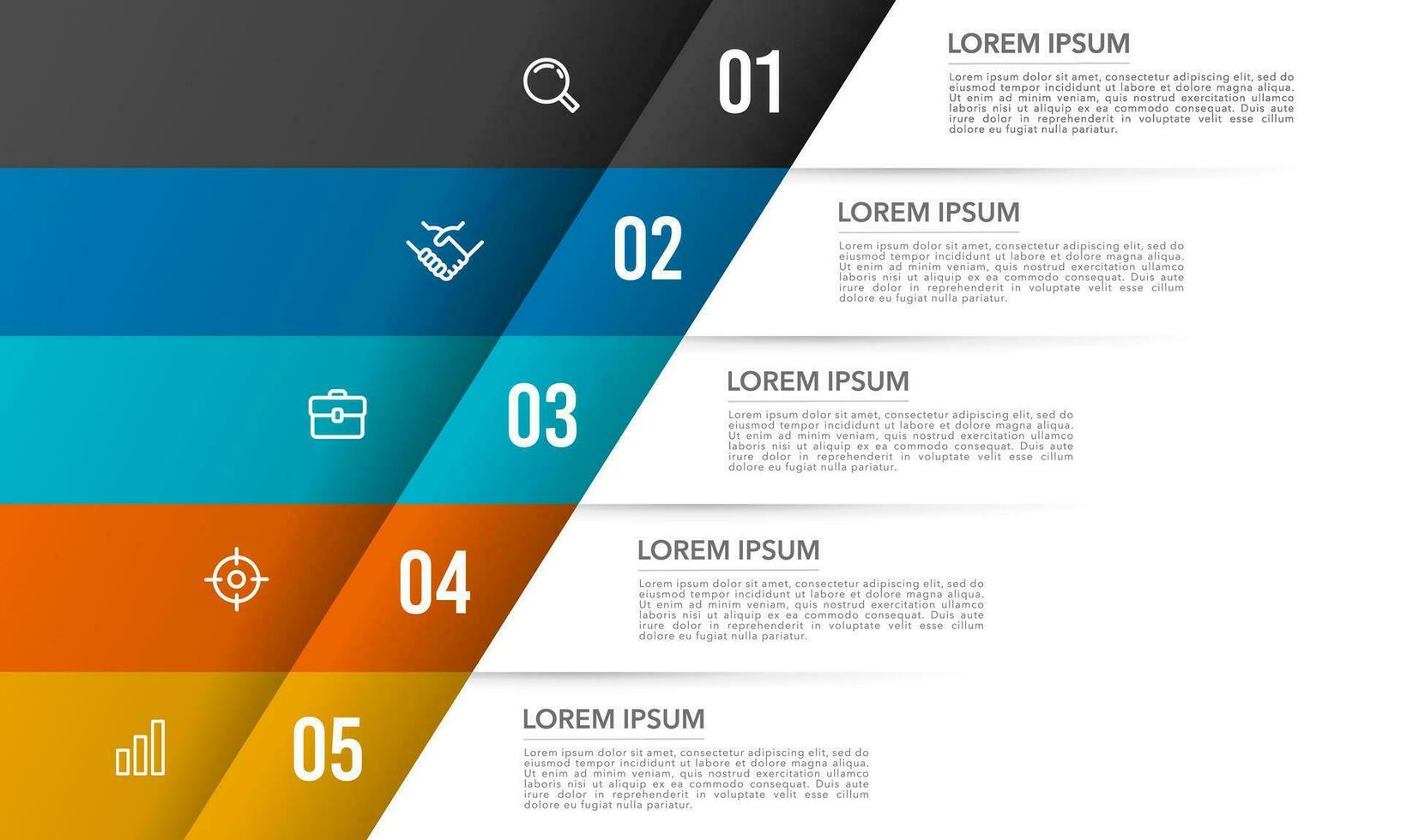 5 attività commerciale processi. stile pieghevole Infografica con icone. vettore illustrazione.