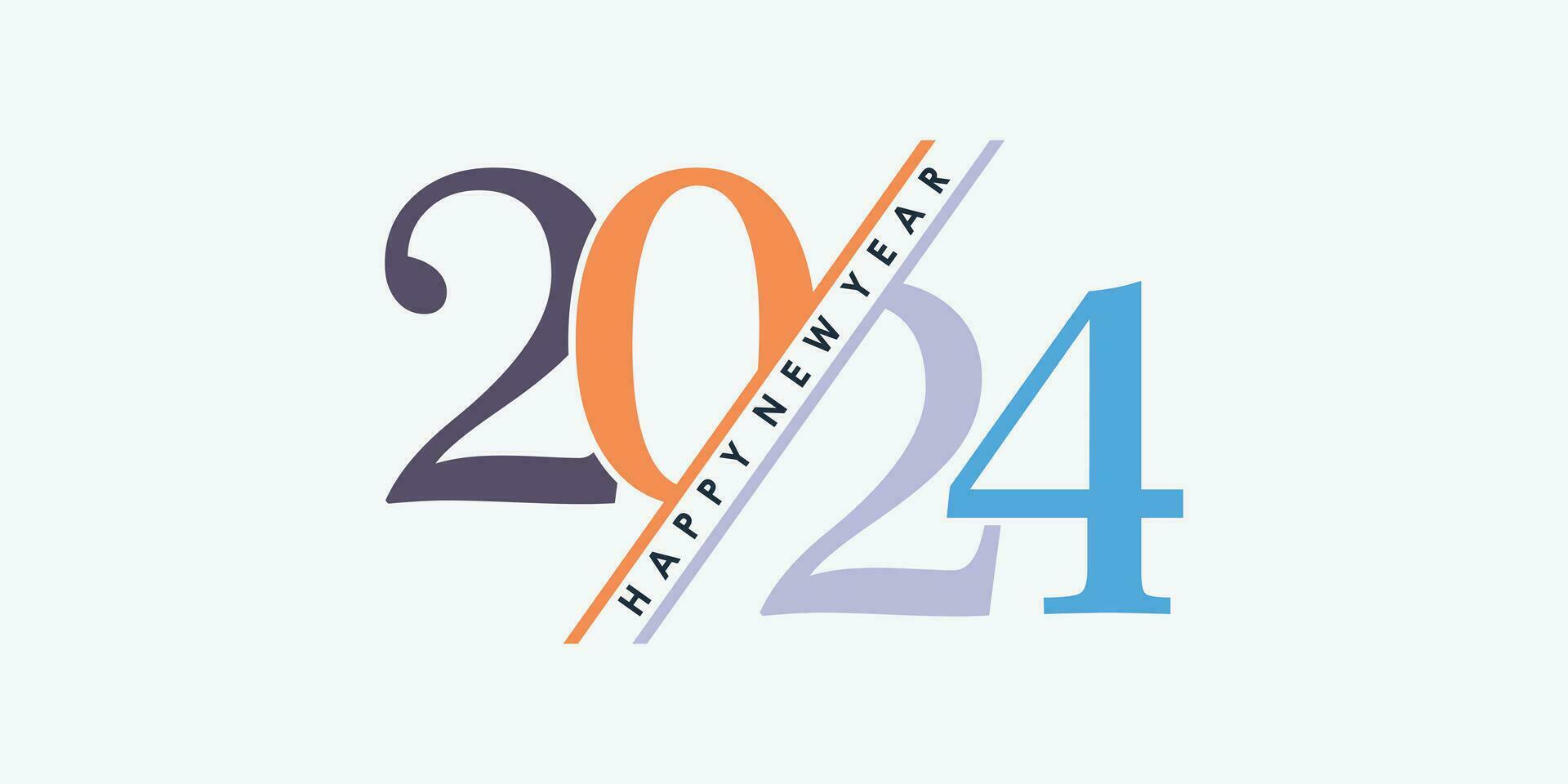 2024 contento nuovo anno logo design con 2024 numero design vettore