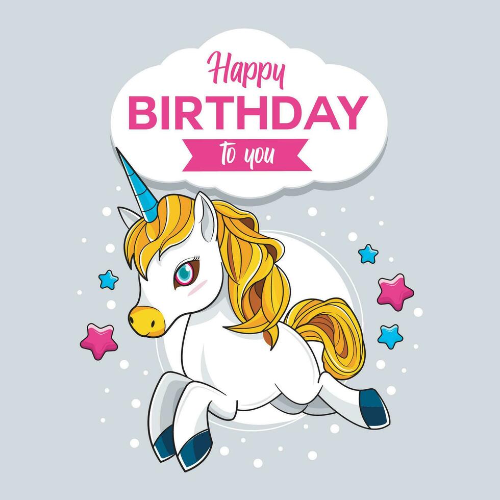 contento compleanno saluto carta con carino poco unicorni vettore illustrazione gratuito Scarica