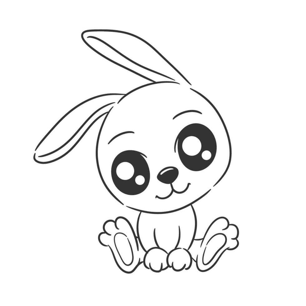 carino coniglio è seduta cartone animato vettore per colorazione