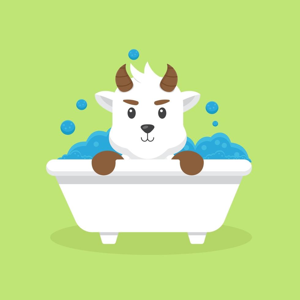 simpatico personaggio dei cartoni animati di capra fare il bagno vettore