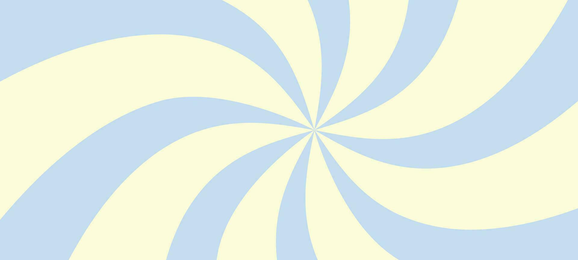 blu sunburst sfondo, retrò luce del sole e turbine modello. spirale design con ondulato cerchio raggi nel giallo e arancia. piatto vettore illustrazione isolato