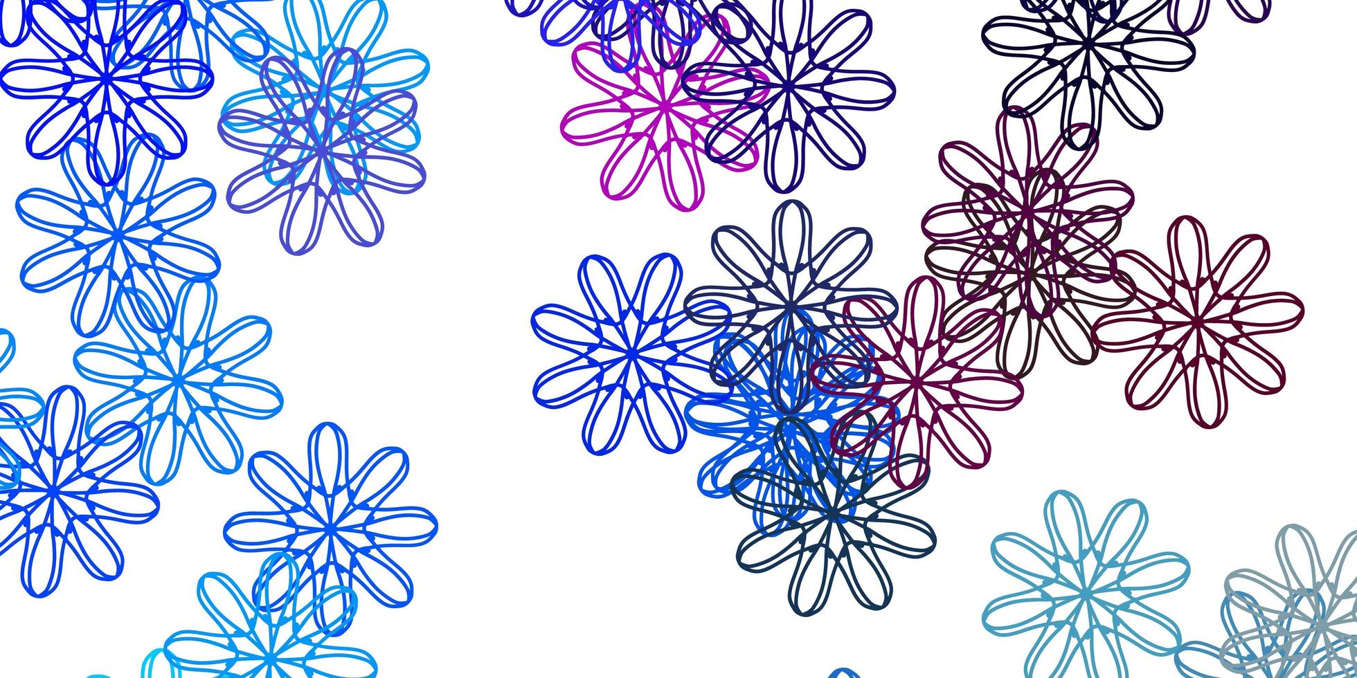 modello doodle vettoriale rosa chiaro, blu con fiori.