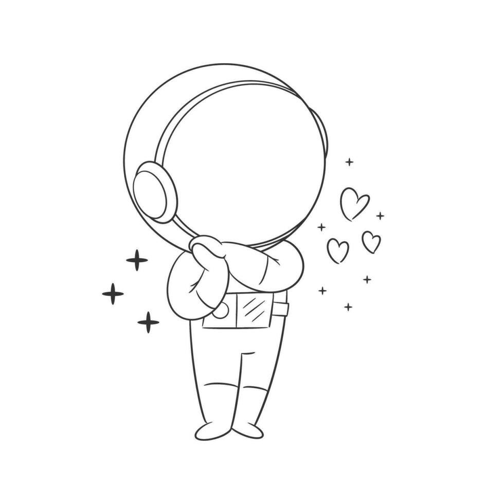 astronauta è sensazione nel amore per colorazione vettore