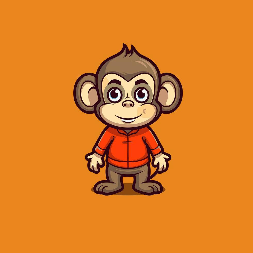 minimalista vettore Immagine di divertente scimmia cartone animato