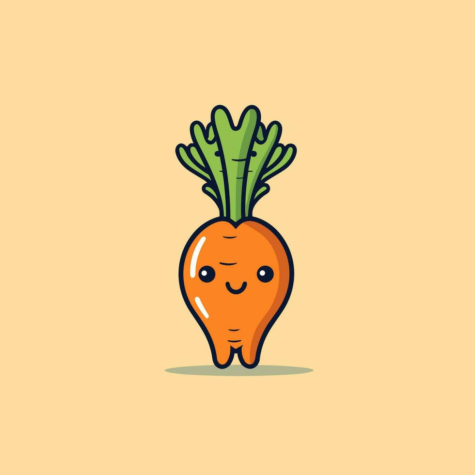 minimalista vettore Immagine di divertente carota cartone animato