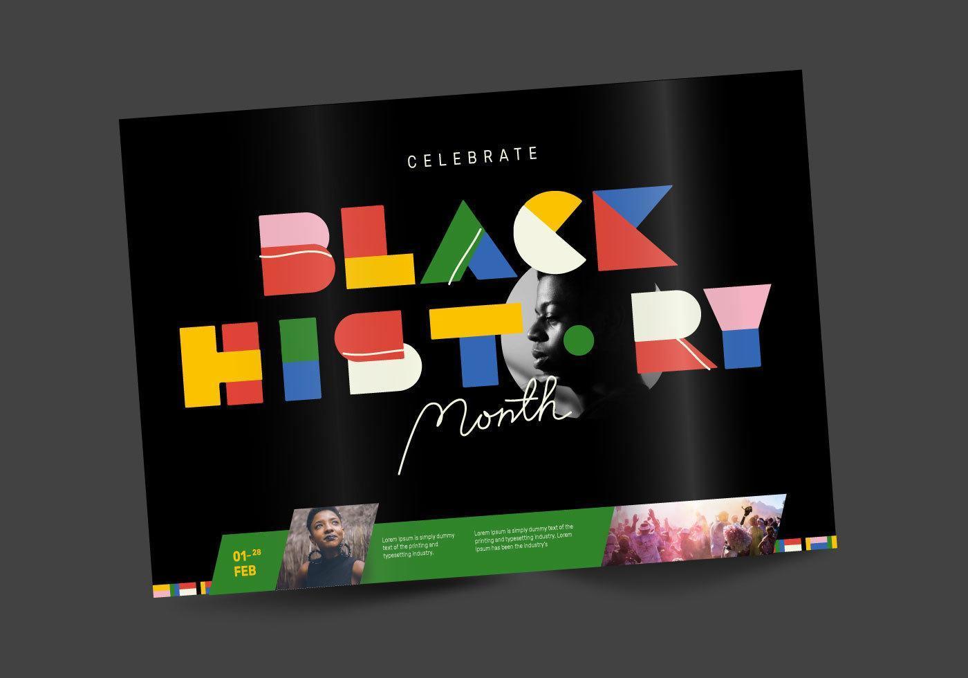 Black History Month Brochure Design Vector