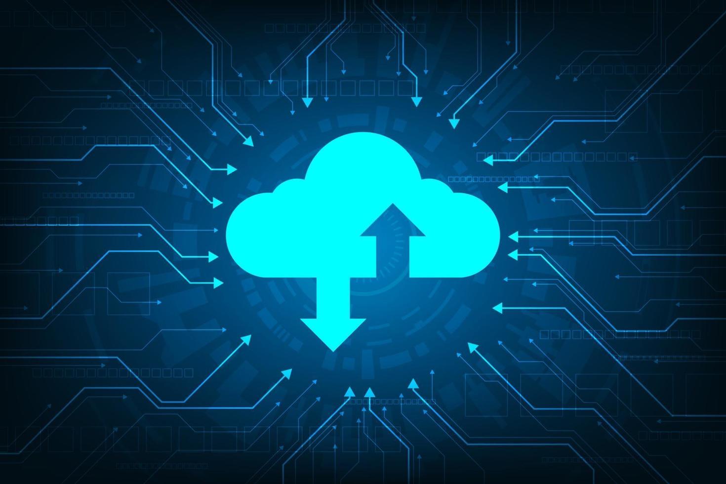 interfaccia cloud che mostra il caricamento dei dati su Internet. vettore