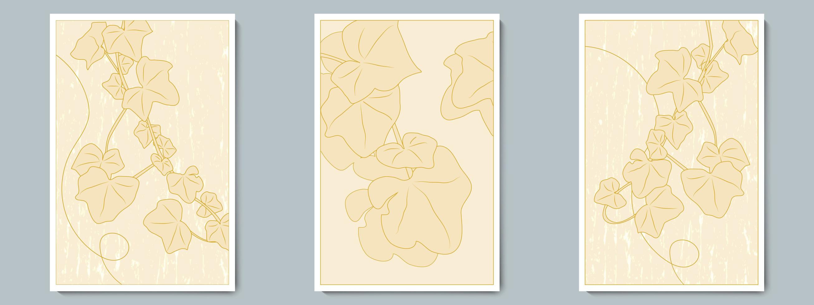 poster di vettore di arte della parete botanica un set di clor. ramo minimalista con sfondo ombra, contorno e trama texture