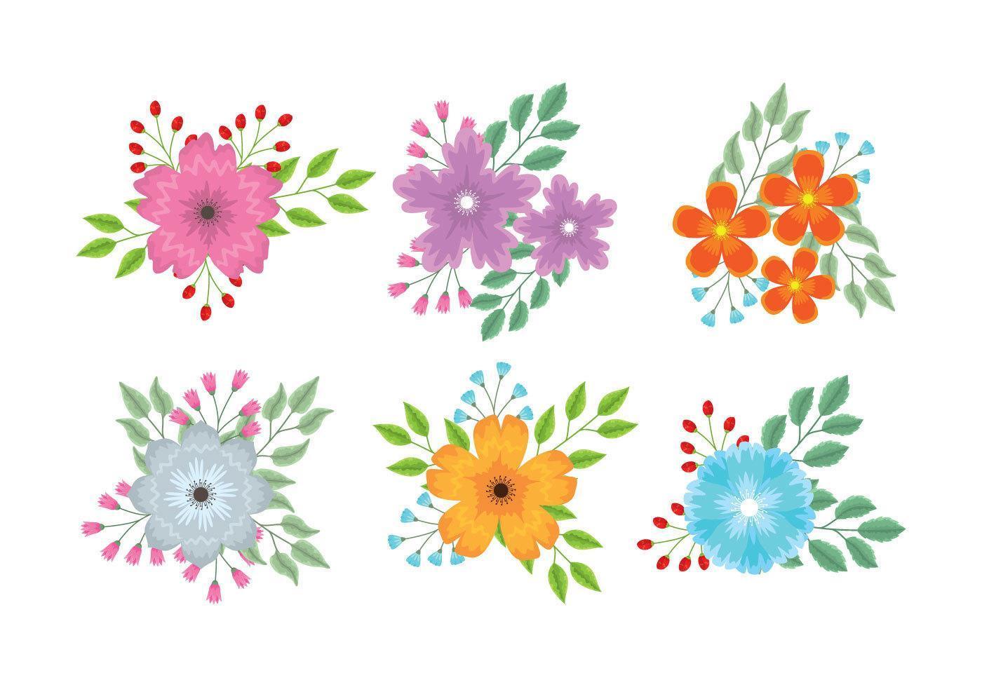 Flower clipart set  vettore