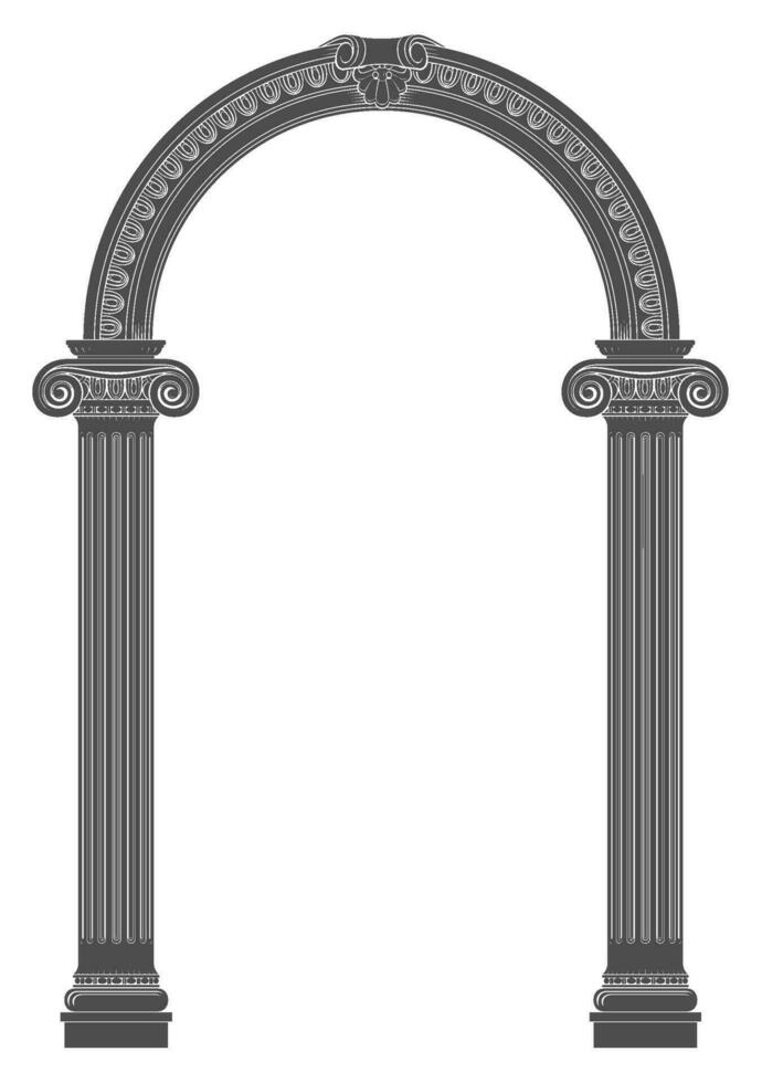 classico arco con greco ionico colonne vettore