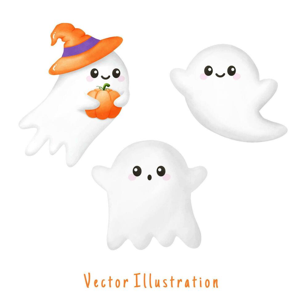 carino fantasma, Halloween vettore acquerello illustrazione