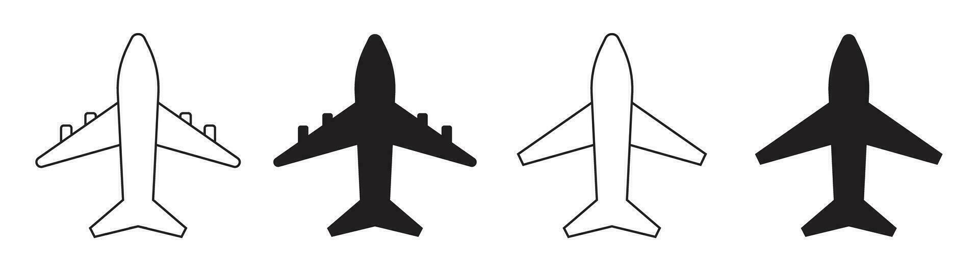 aereo aeroporto aereo icona silhouette schema icona vettore