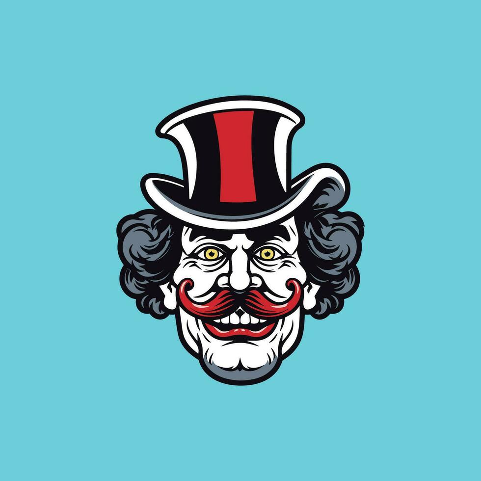 il sorridente clown con un' nero superiore cappello vettore