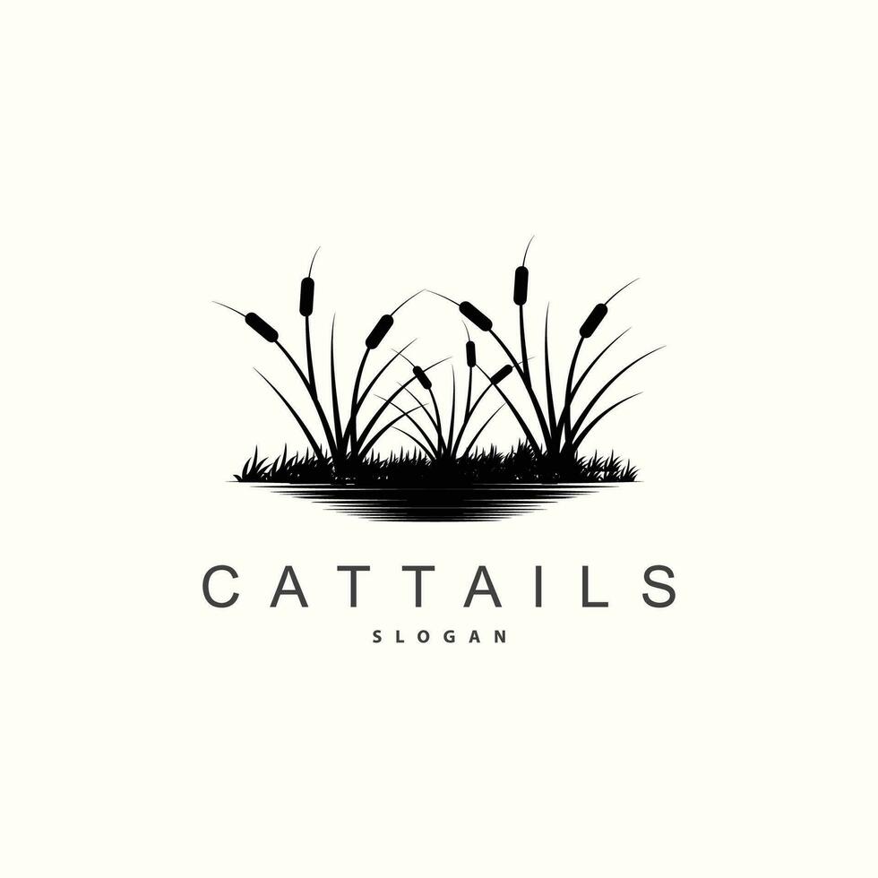 insenature e cattails fiume logo, erba design semplice minimalista illustrazione vettore modello