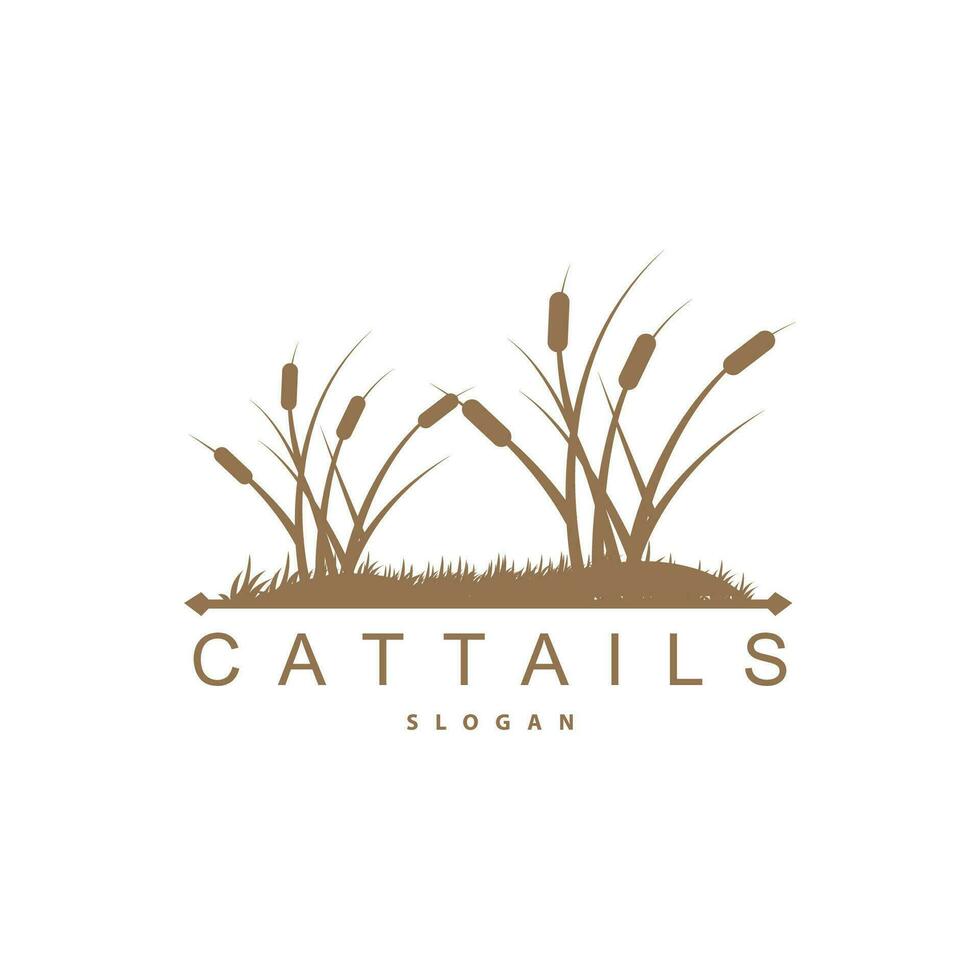 insenature e cattails fiume logo, erba design semplice minimalista illustrazione vettore modello