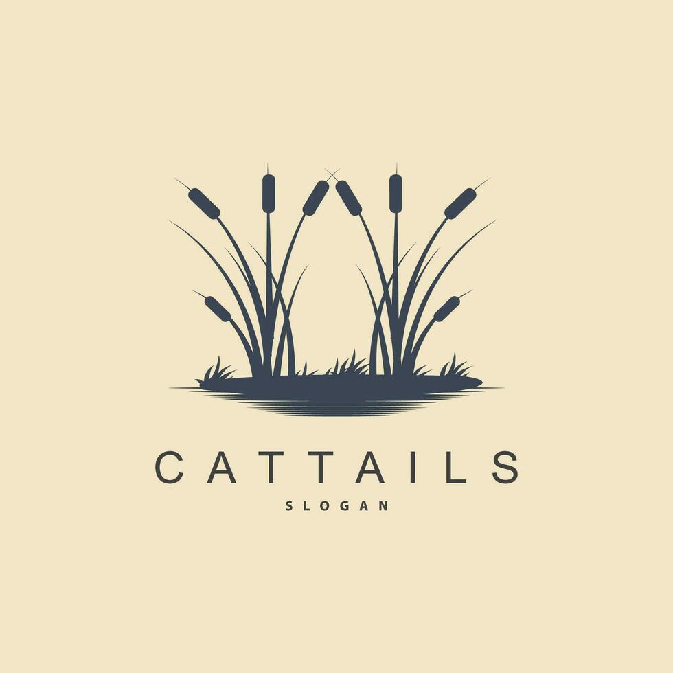 insenature e cattails fiume logo, erba design semplice minimalista illustrazione vettore modello