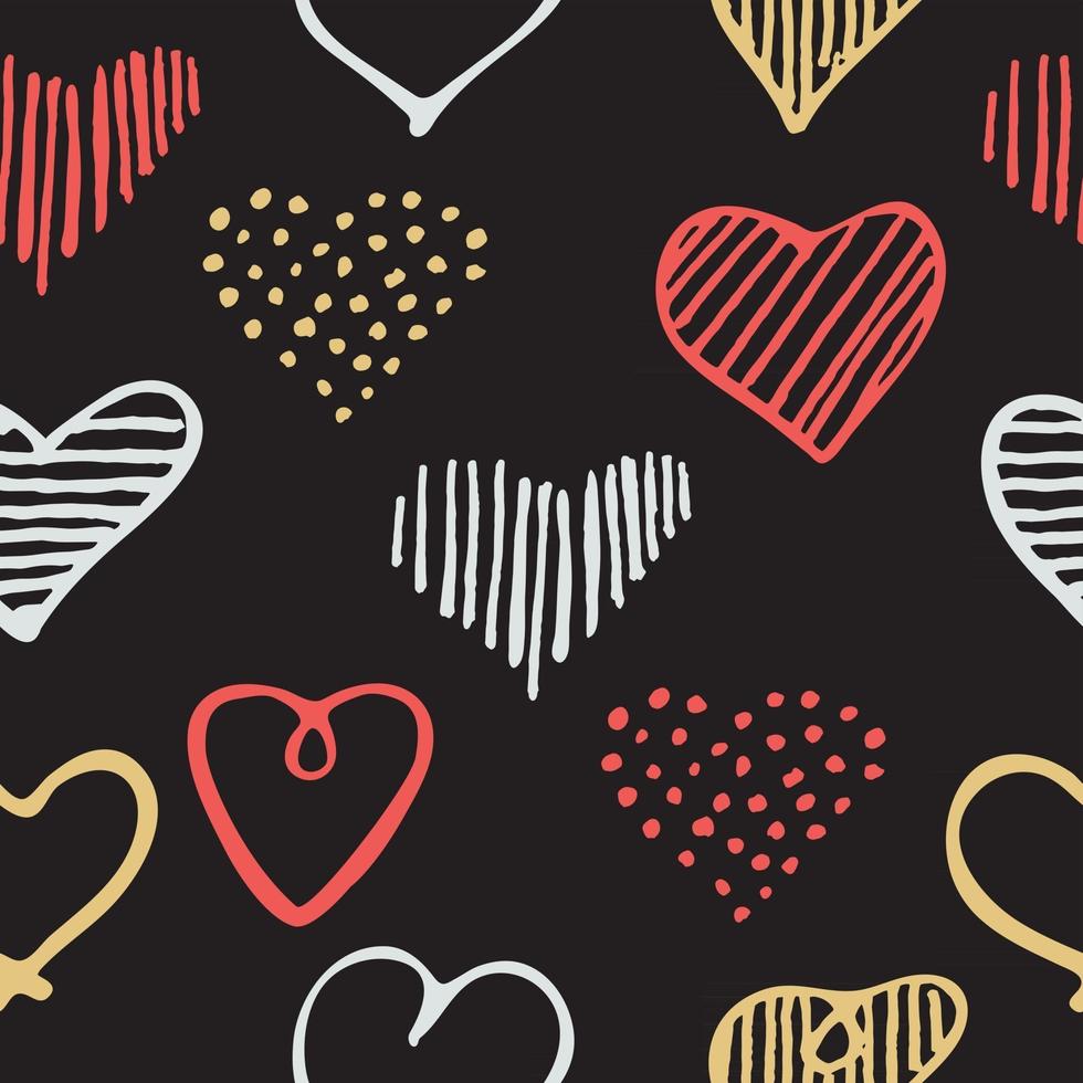 amore seamless pattern romantico doodle cuori unici vettore