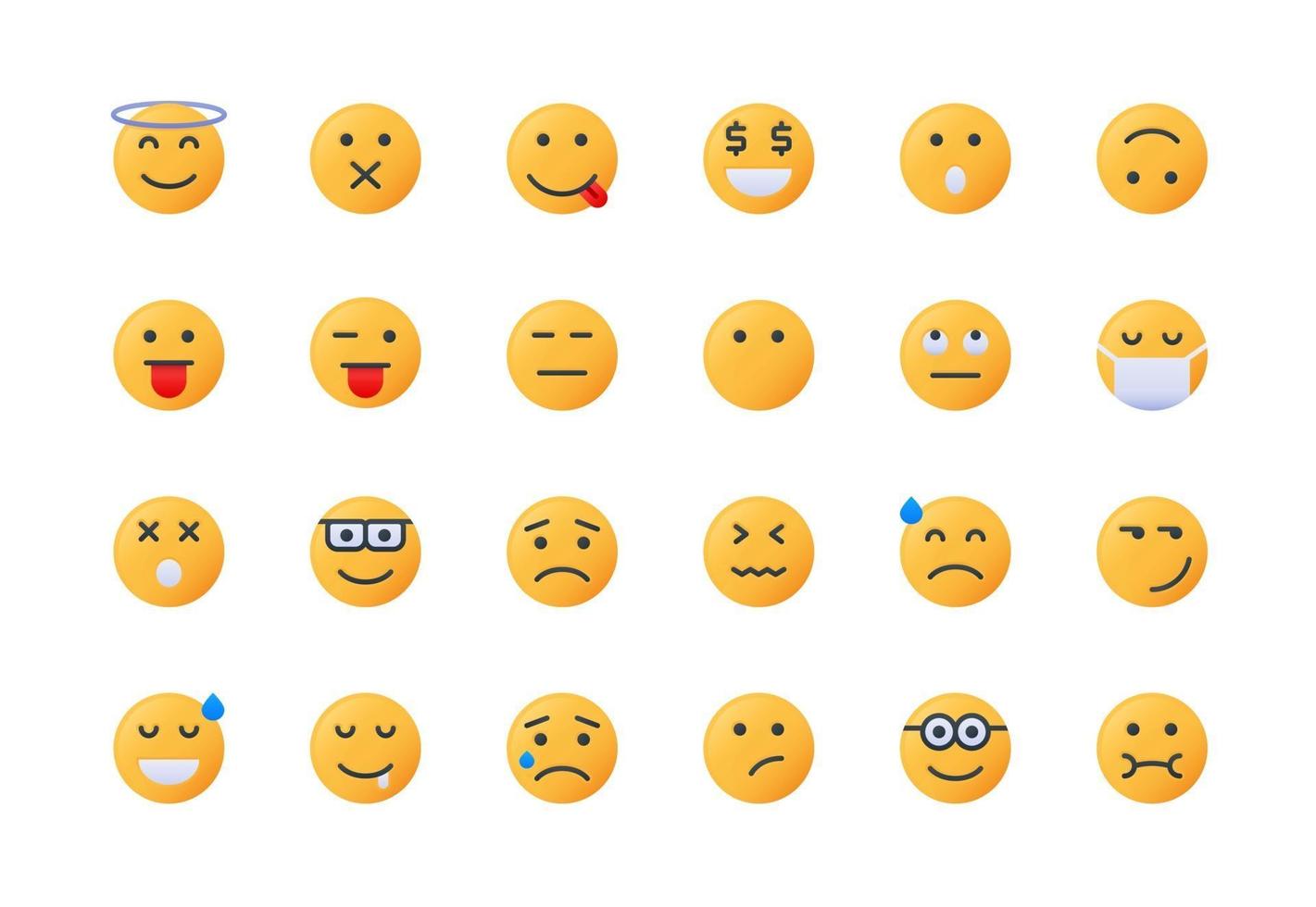 set di icone di emoticon ed emoji gradiente vettore