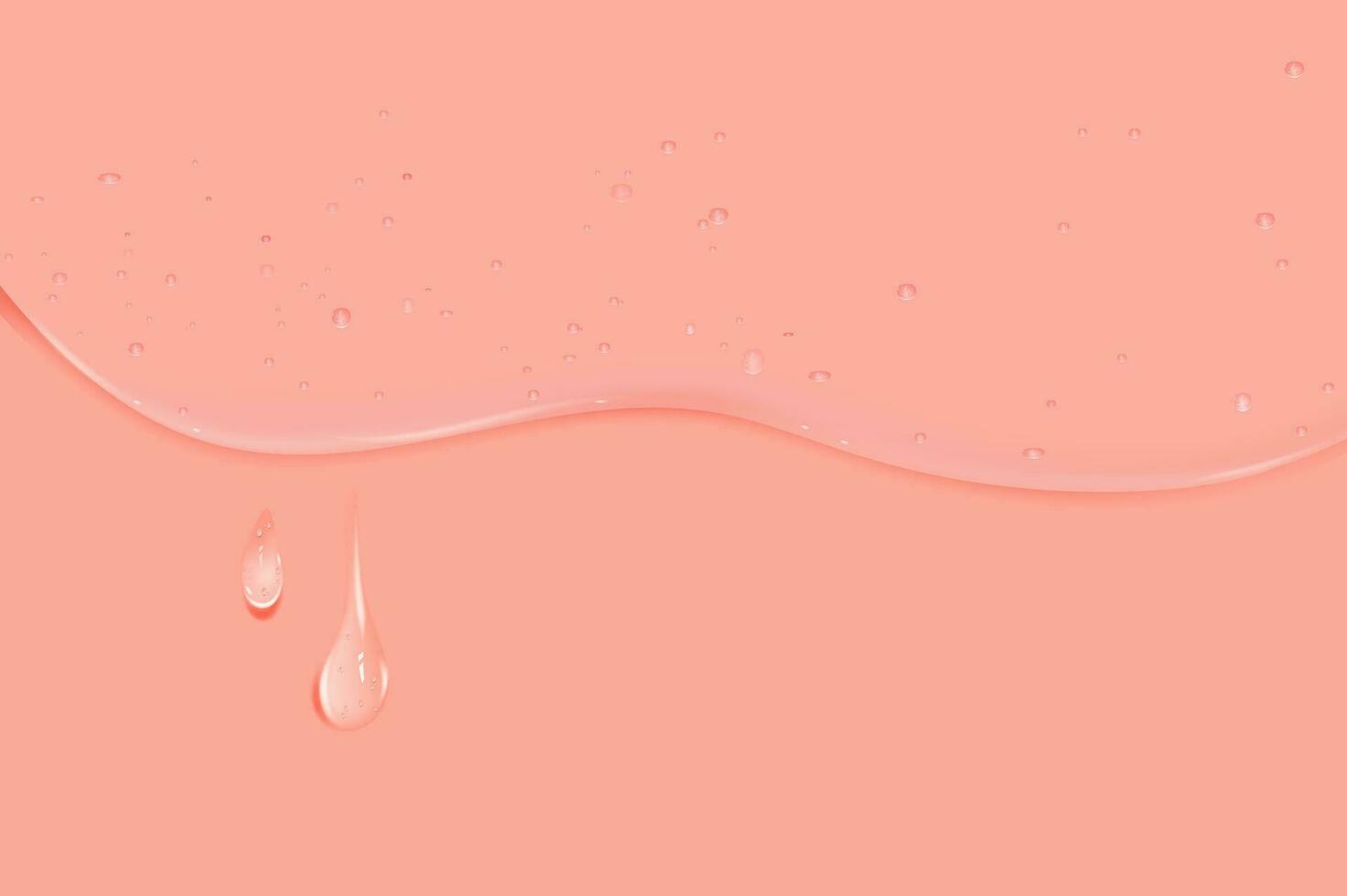 liquido rosa bagnato gocce di gel o collagene.versato pozzanghere di cosmetico siero o acqua. il giro pulito swatch di essenza lozione o gelatina per pelle cura.bellezza sfondo con olio gocce. vettore