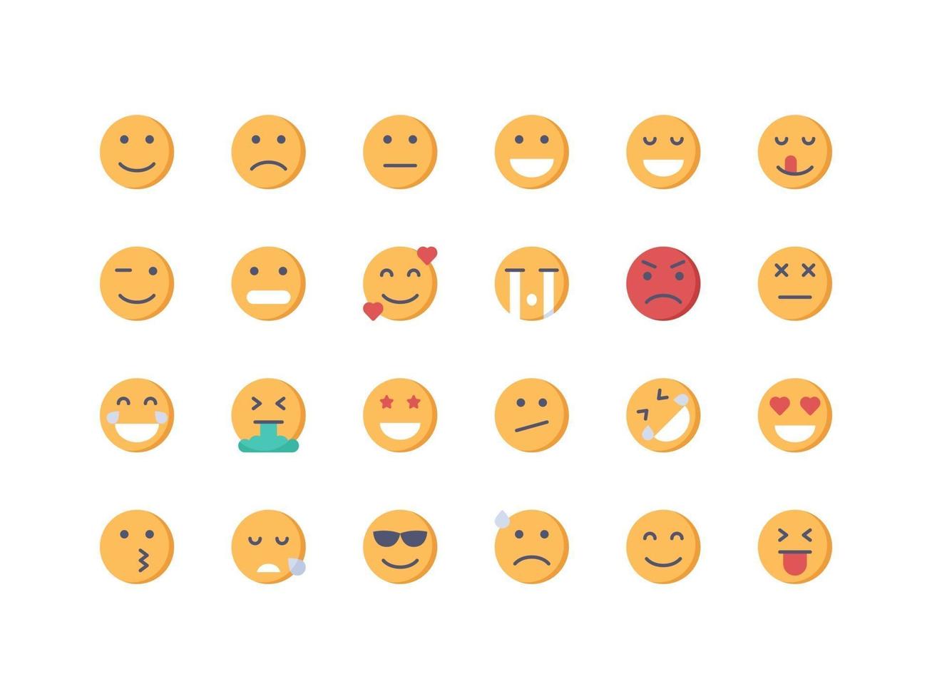 set di icone piatte emoticon ed emoji vettore