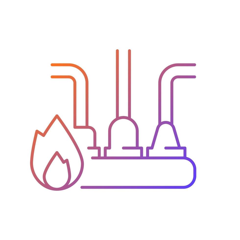 icona di vettore lineare gradiente di sovraccarico del circuito. consumo eccessivo di energia elettrica. alimentando più prese. simboli di colore linea sottile. pittogramma in stile moderno. disegno vettoriale isolato contorno