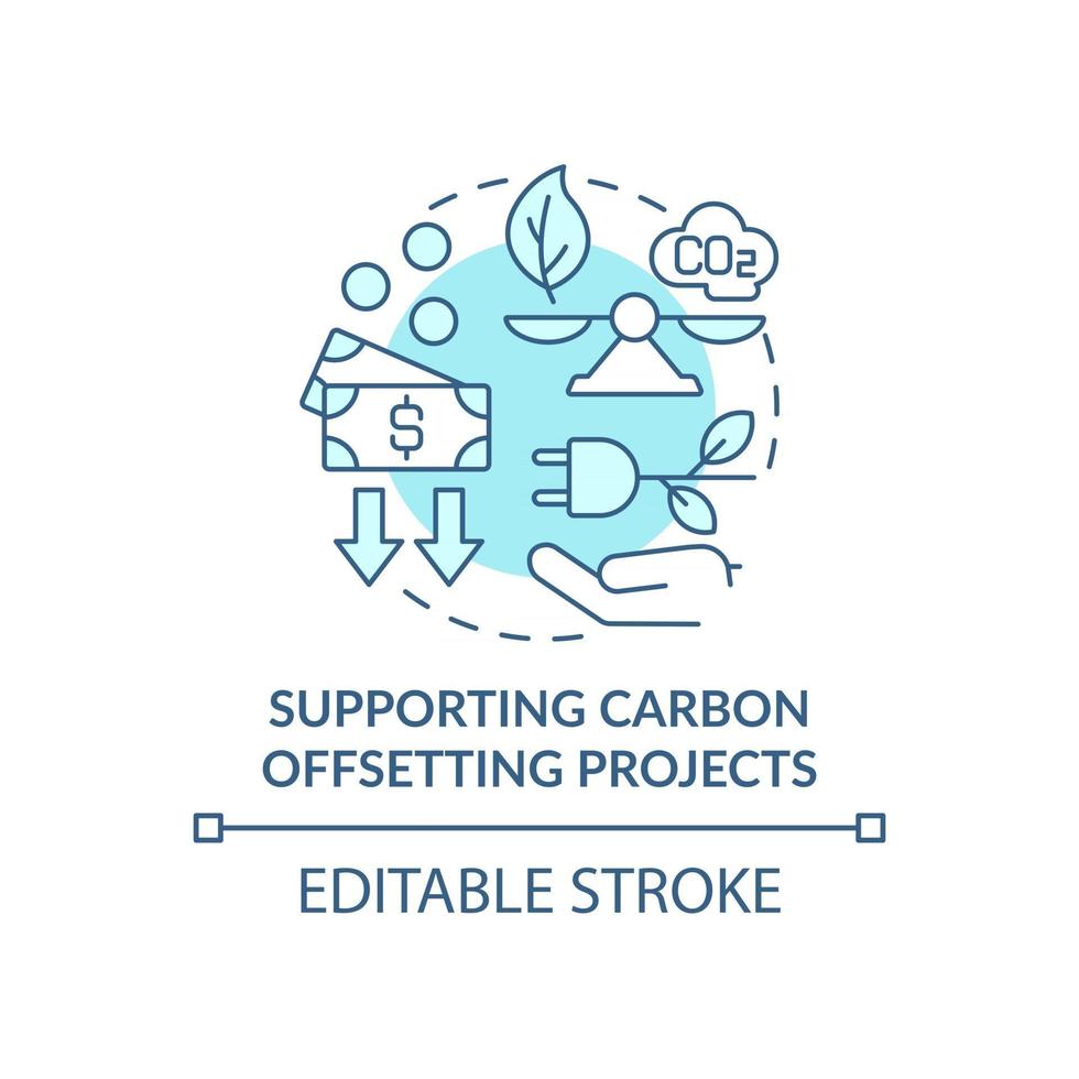 sostenere l'icona del concetto di progetti di compensazione del carbonio. neutralizzazione delle emissioni di co2 idea astratta illustrazione al tratto sottile. sostenibilità energetica. disegno a colori contorno vettoriale isolato. tratto modificabile