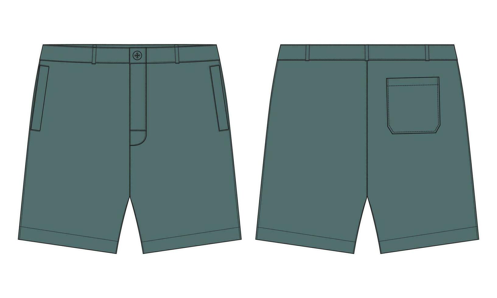 pantaloncini pantaloni vettore illustrazione modello davanti e indietro visualizzazioni