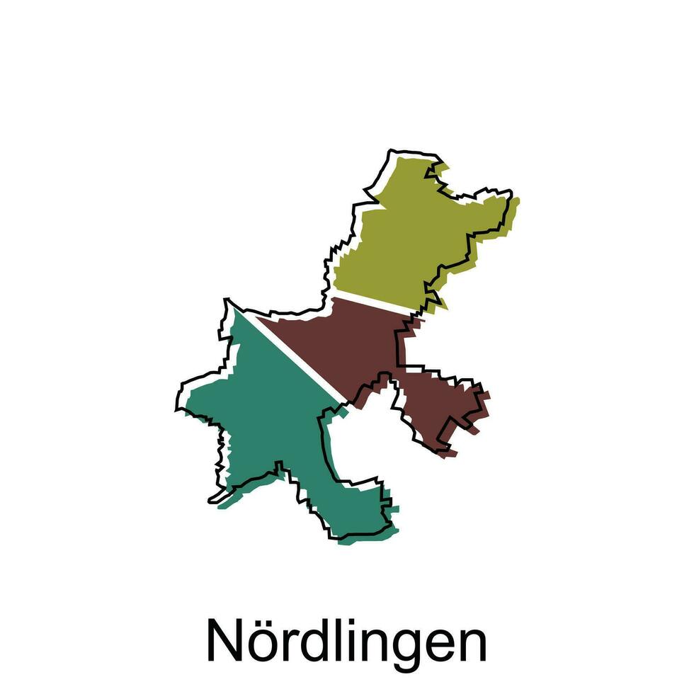 carta geografica di nordlingen geometrico colorato illustrazione design modello, Germania nazione carta geografica su bianca sfondo vettore